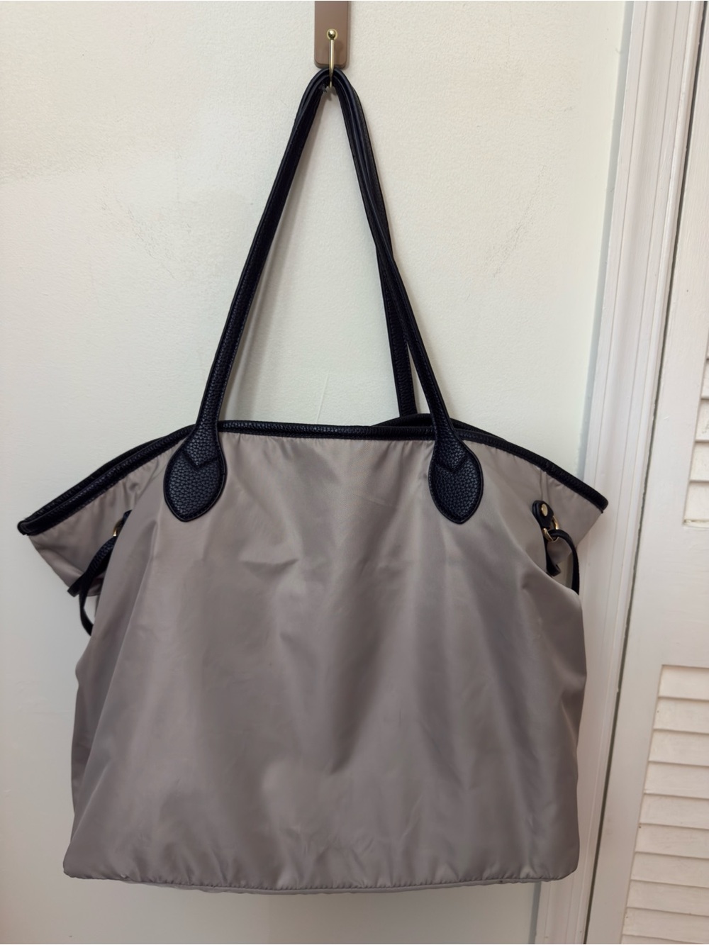 Neiman Marcus Everyday Taupe Tote with Black Trim